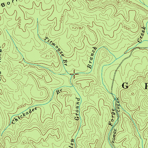 Topographic Map of Titmouse Branch, TN