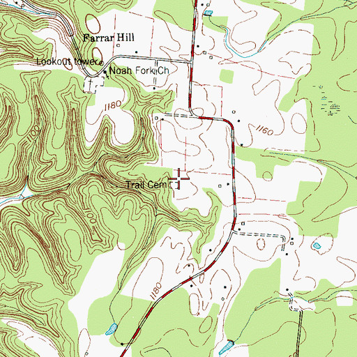 Topographic Map of Trail Cemetery, TN