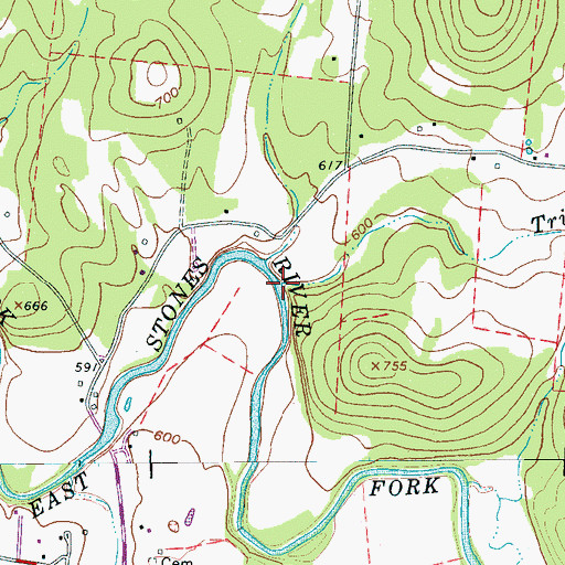 Topographic Map of Trimble Branch, TN