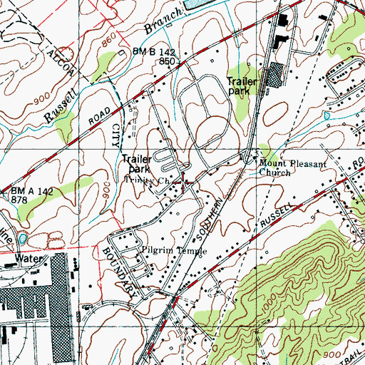Topographic Map of Trinity Church, TN