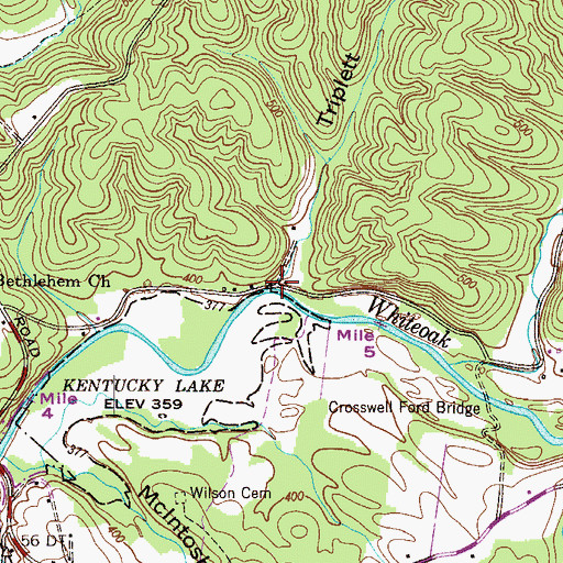 Topographic Map of Triplett Hollow, TN