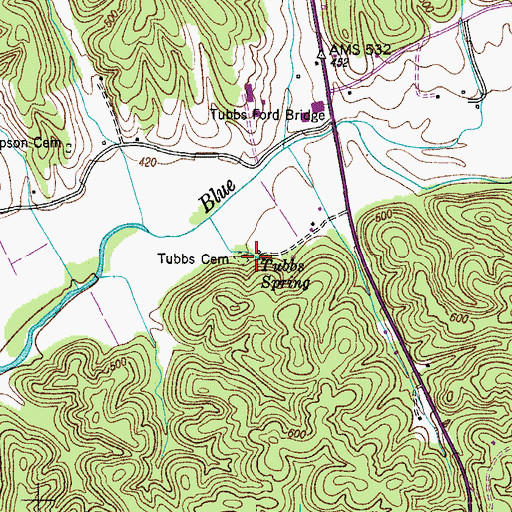 Topographic Map of Tubbs Spring, TN