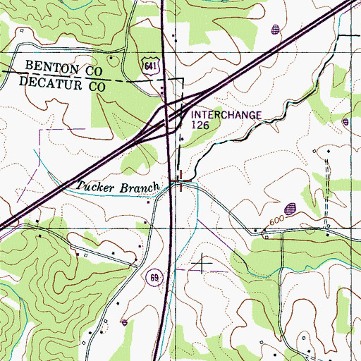 Topographic Map of Tucker Branch, TN