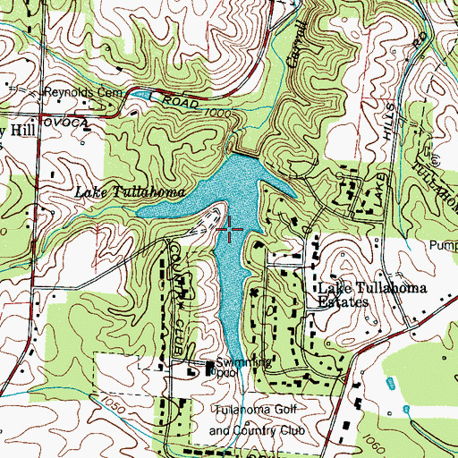 Topographic Map of Lake Tullahoma, TN