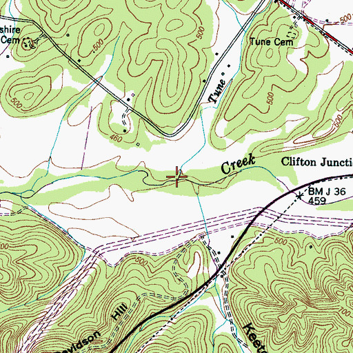 Topographic Map of Tune Branch, TN