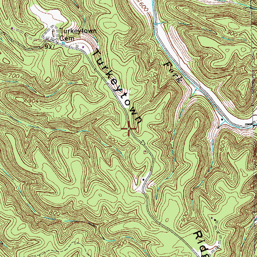 Topographic Map of Turkeytown Ridge, TN
