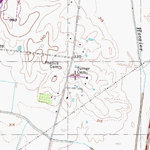 Topographic Map of Turner Cemetery, TN