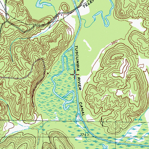 Topographic Map of Tuscumbia River Canal, TN