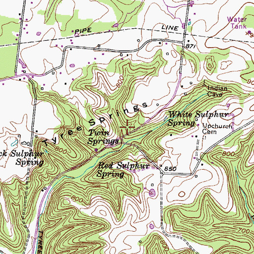 Topographic Map of Tyree Springs, TN
