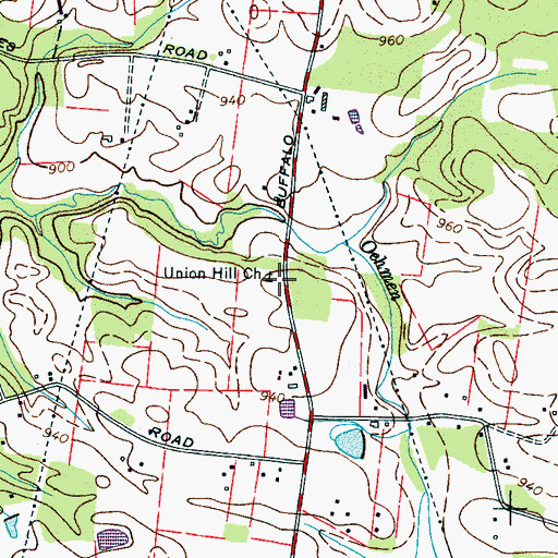 Topographic Map of Union Hill Church, TN