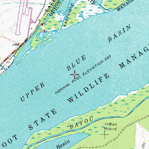 Topographic Map of Upper Blue Basin, TN