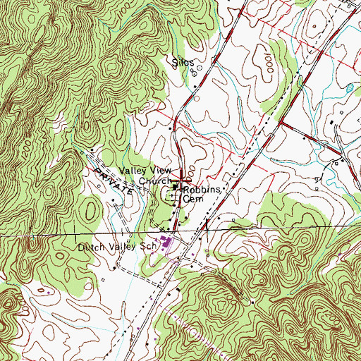 Topographic Map of Valley View Church, TN