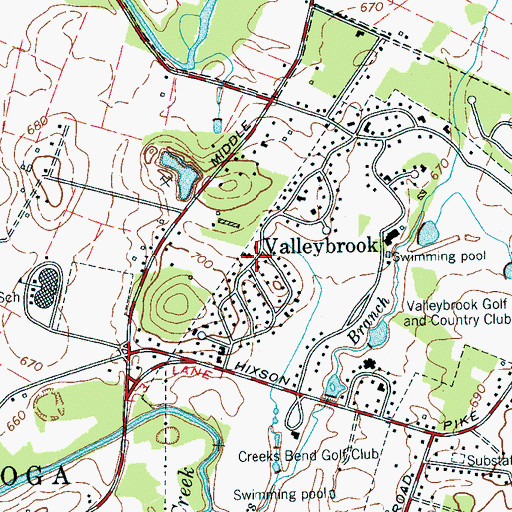 Topographic Map of Valleybrook, TN