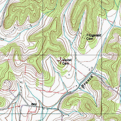 Topographic Map of Vestal Cemetery, TN