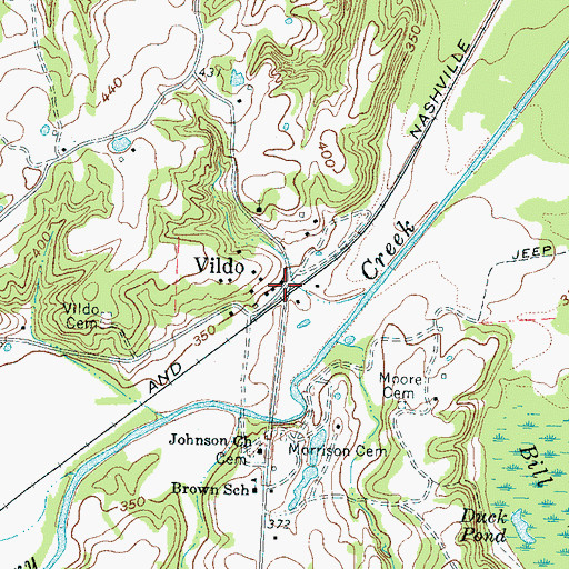 Topographic Map of Vildo, TN