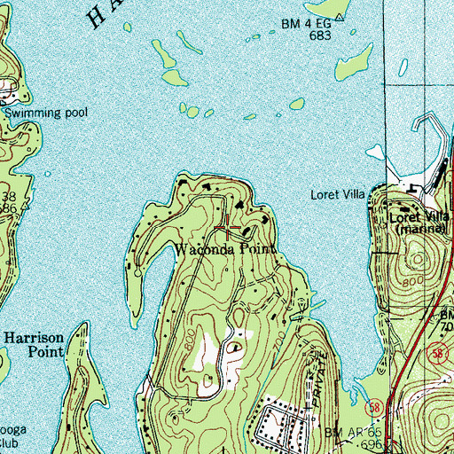 Topographic Map of Waconda Point, TN