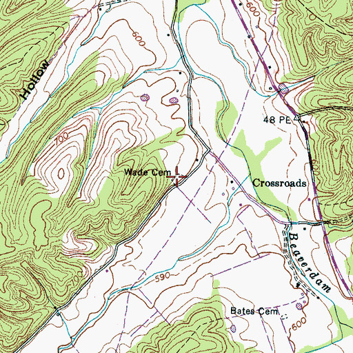 Topographic Map of Wade Cemetery, TN