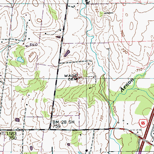 Topographic Map of Wade Cemetery, TN