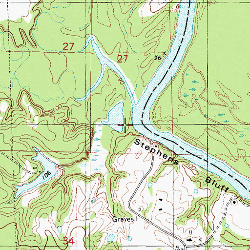 Topographic Map of Stephens Creek, AL