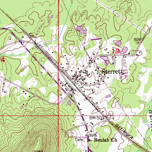 Topographic Map of Sterrett, AL