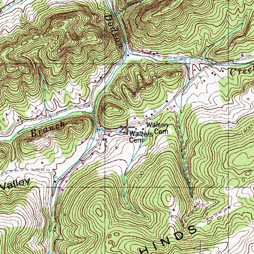 Topographic Map of Walters Cemetery, TN