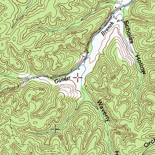 Topographic Map of Waverly Hollow, TN