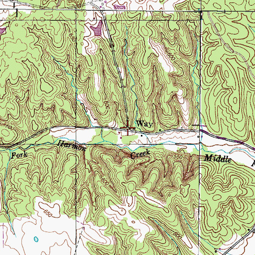 Topographic Map of Way, TN