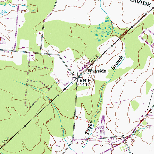 Topographic Map of Wayside, TN