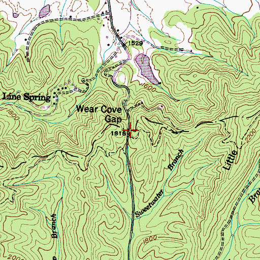 Topographic Map of Wear Cove Gap, TN