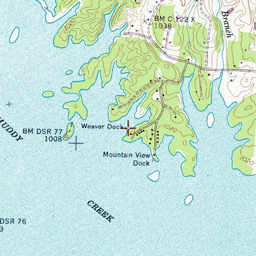 Topographic Map of Weaver Dock, TN