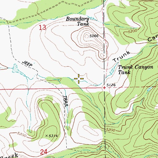 Topographic Map of Trunk Canyon, AZ