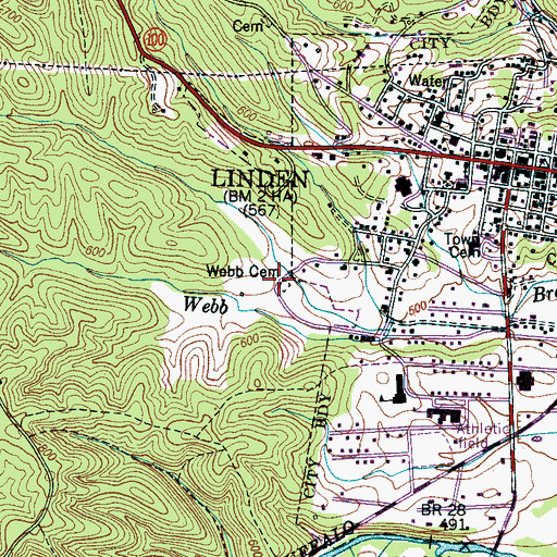Topographic Map of Webb Cemetery, TN