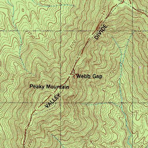 Topographic Map of Webb Gap, TN