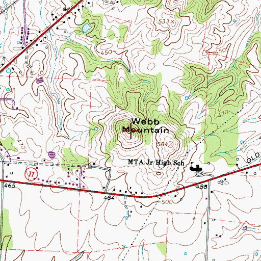 Topographic Map of Webb Mountain, TN