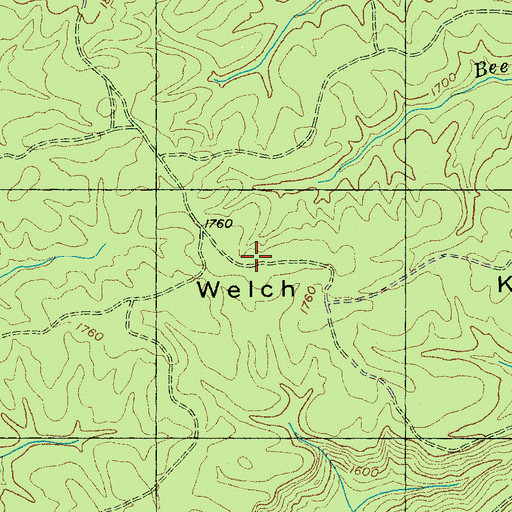Topographic Map of Welch Knob, TN