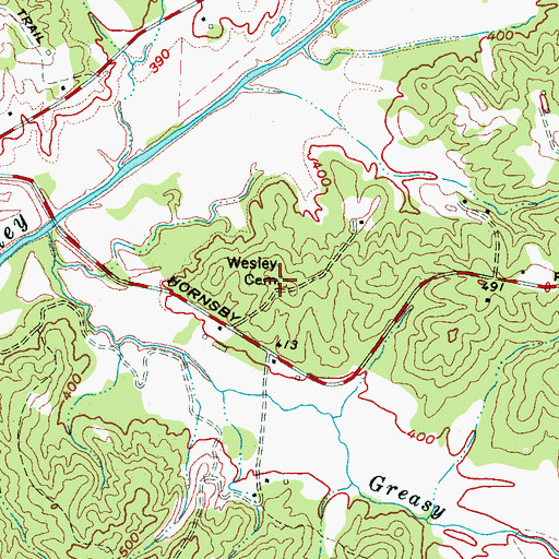 Topographic Map of Wesley Cemetery, TN