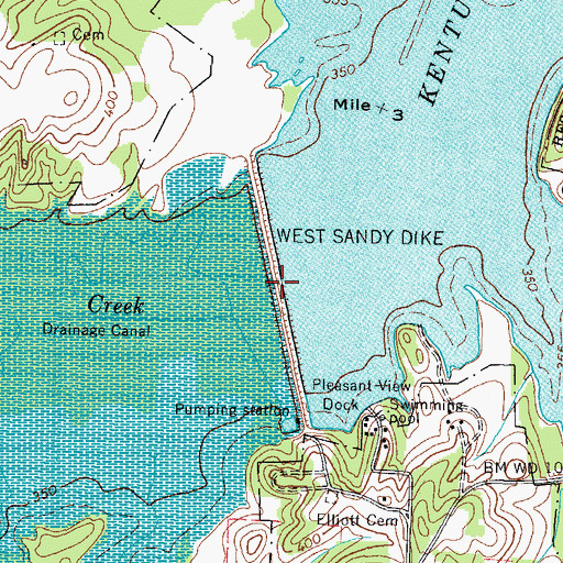 Topographic Map of West Sandy Dike, TN