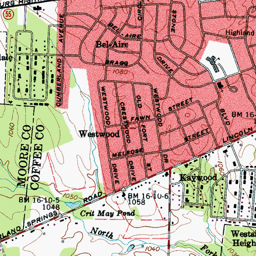 Topographic Map of Westwood, TN