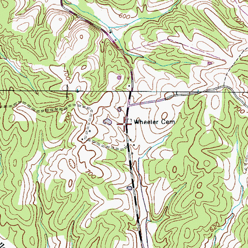 Topographic Map of Wheeler Cemetery, TN