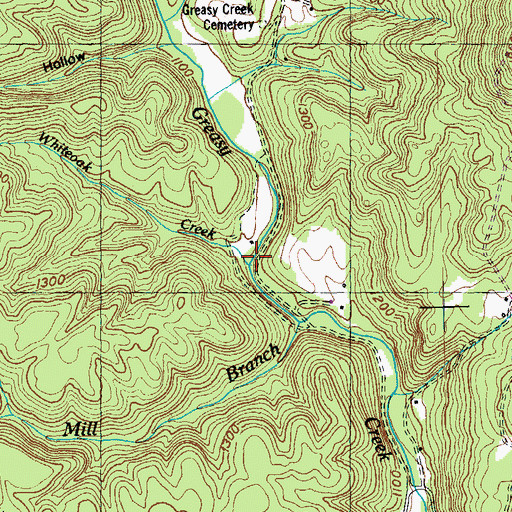 Topographic Map of Whiteoak Creek, TN