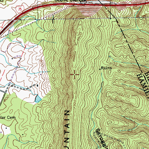 Topographic Map of White Oak Mountain, TN