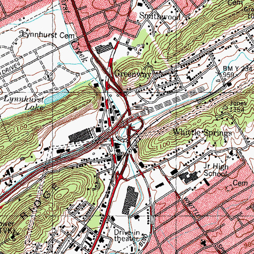 Topographic Map of Whites Creek, TN