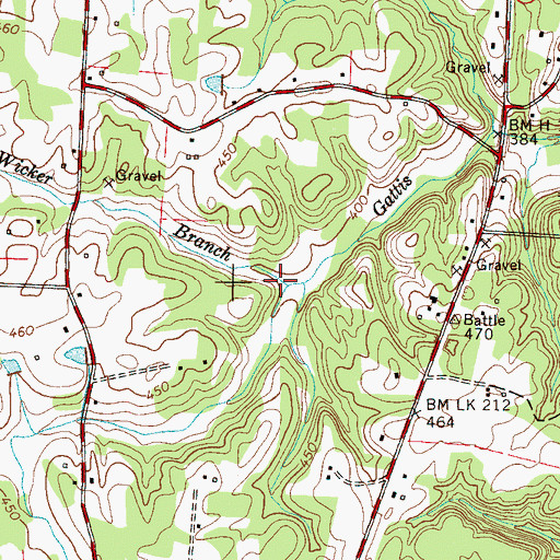 Topographic Map of Wicker Branch, TN