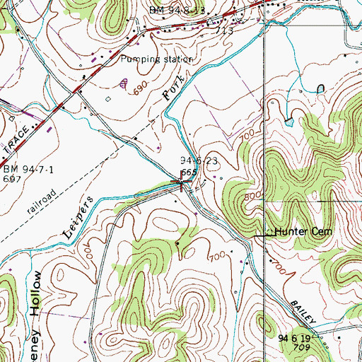 Topographic Map of Wilkie Branch, TN