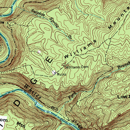 Topographic Map of Williams Cemetery, TN