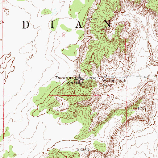Topographic Map of Tsaaadidosi Spring, AZ