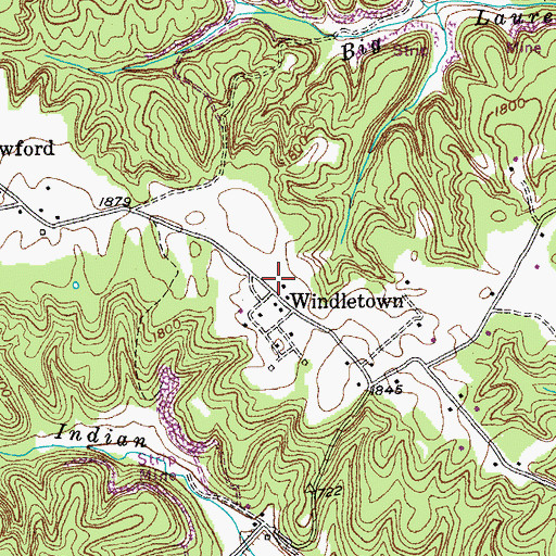 Topographic Map of Windletown, TN