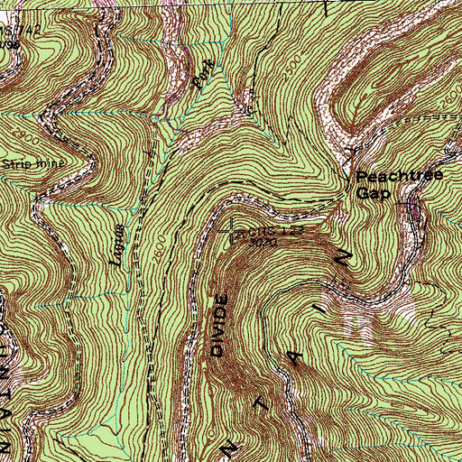 Topographic Map of Windrock Mountain, TN
