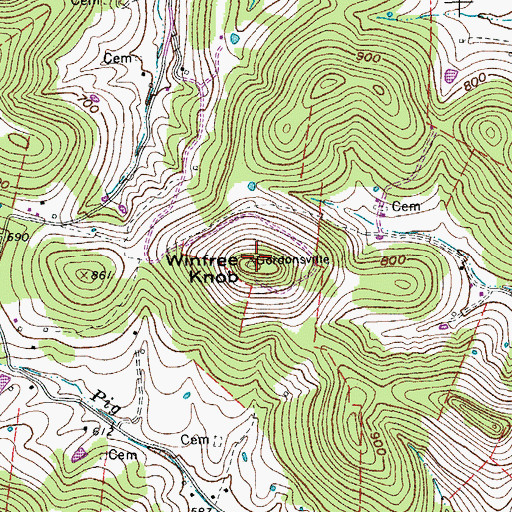 Topographic Map of Winfree Knob, TN