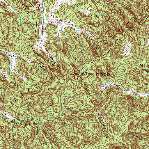 Topographic Map of Wire Knob, TN